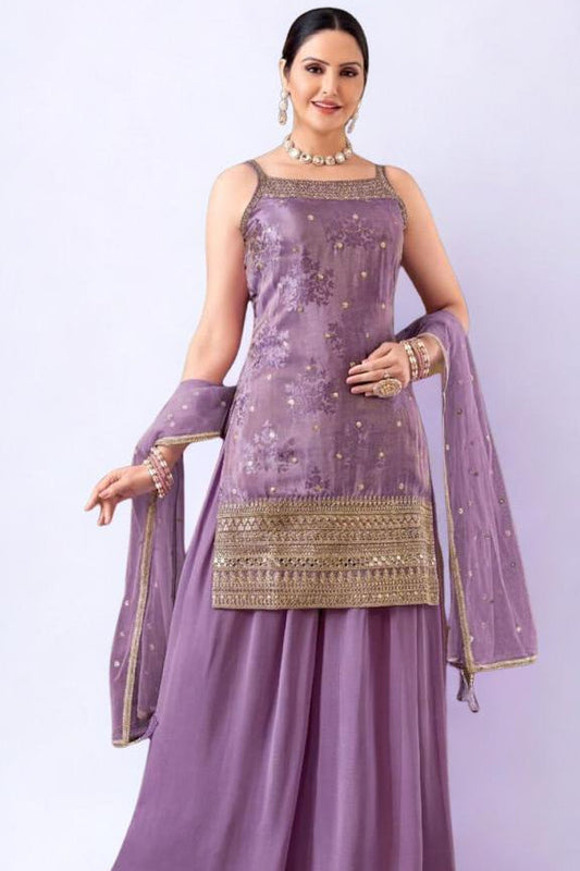 DD1610 Embroidery Kurta and Sharara with Dupatta