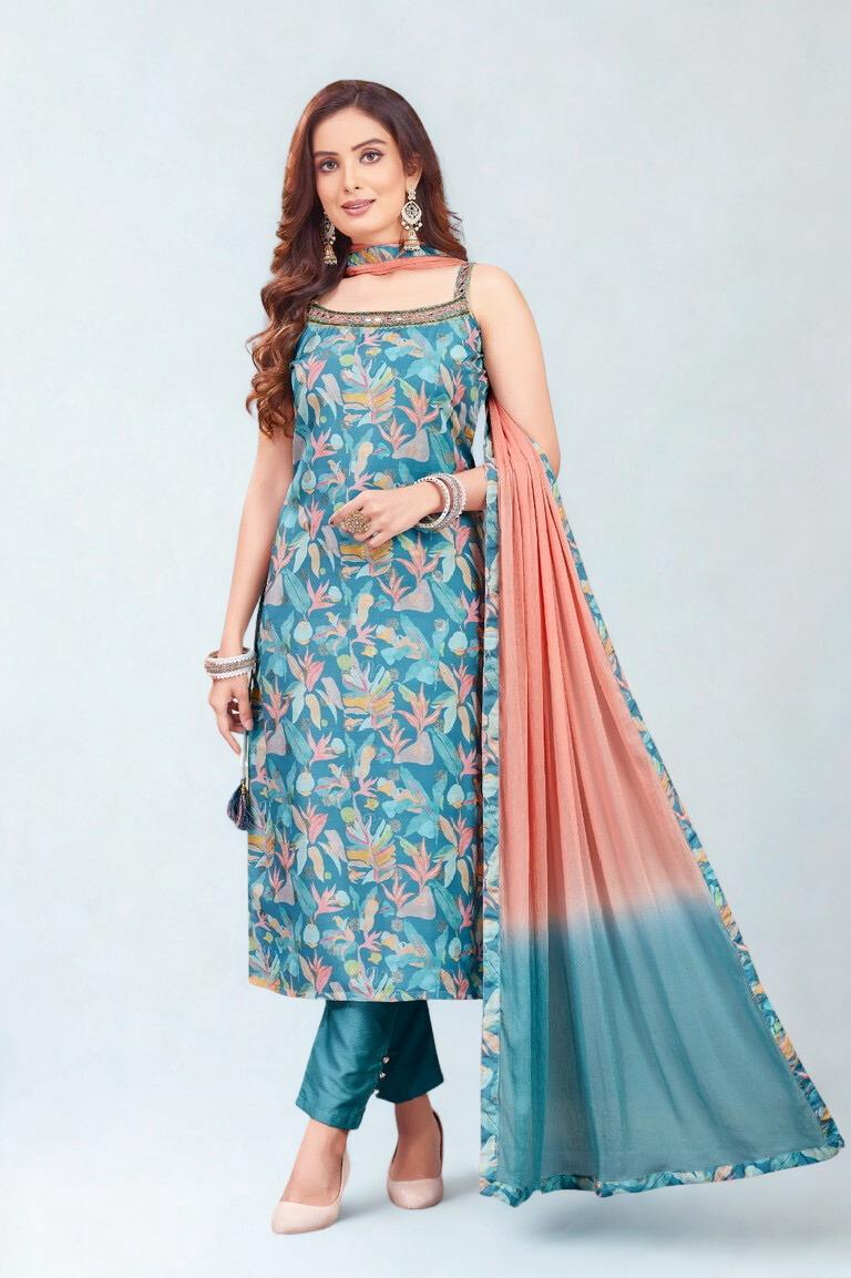 DD1606 Long printed Kurta with Dupatta